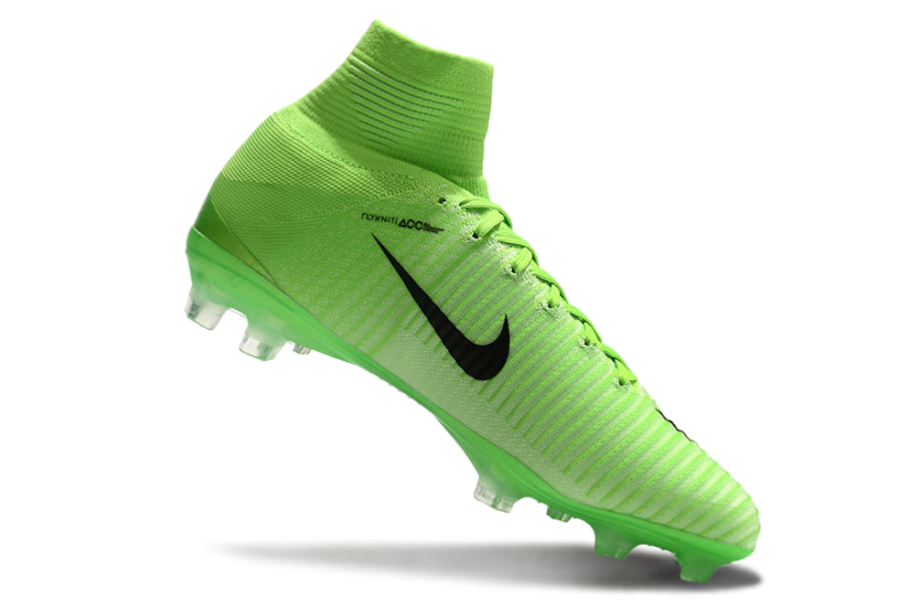 Front view of Nike Air Zoom Mercurial Superfly V Elite FG football cleats in Radiation Flare