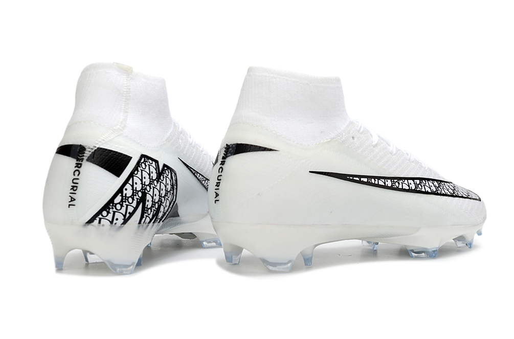 Nike Air Zoom Mercurial Superfly X Elite FG DIOR soccer cleats from the side with detailed view.