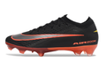 Professional soccer cleats, Nike Air Zoom Mercurial Vapor XVI Elite FG, black and inferno color scheme