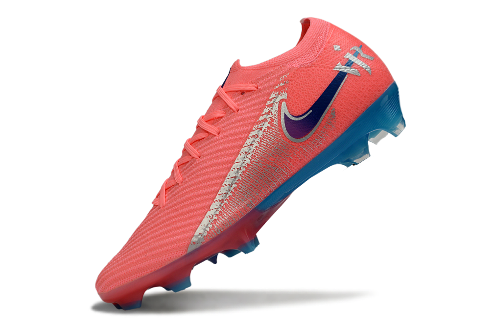 Close-up of Nike Air Zoom Mercurial Vapor XVI Elite FG soccer cleats in Vini Jr colorway
