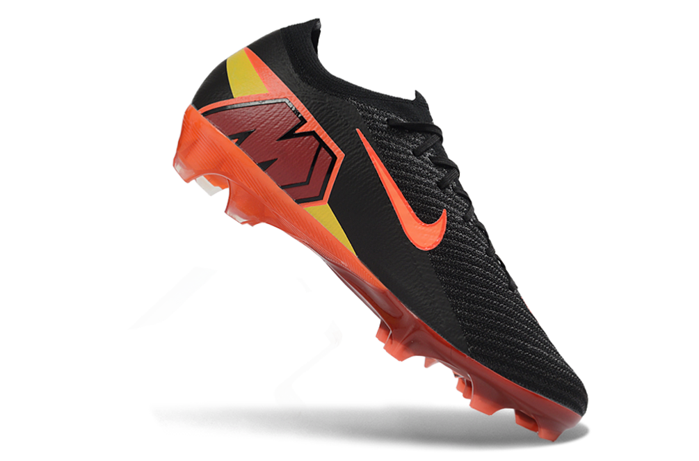Nike Air Zoom Mercurial Vapor XVI Elite FG soccer cleats in black and inferno colors, elite edition