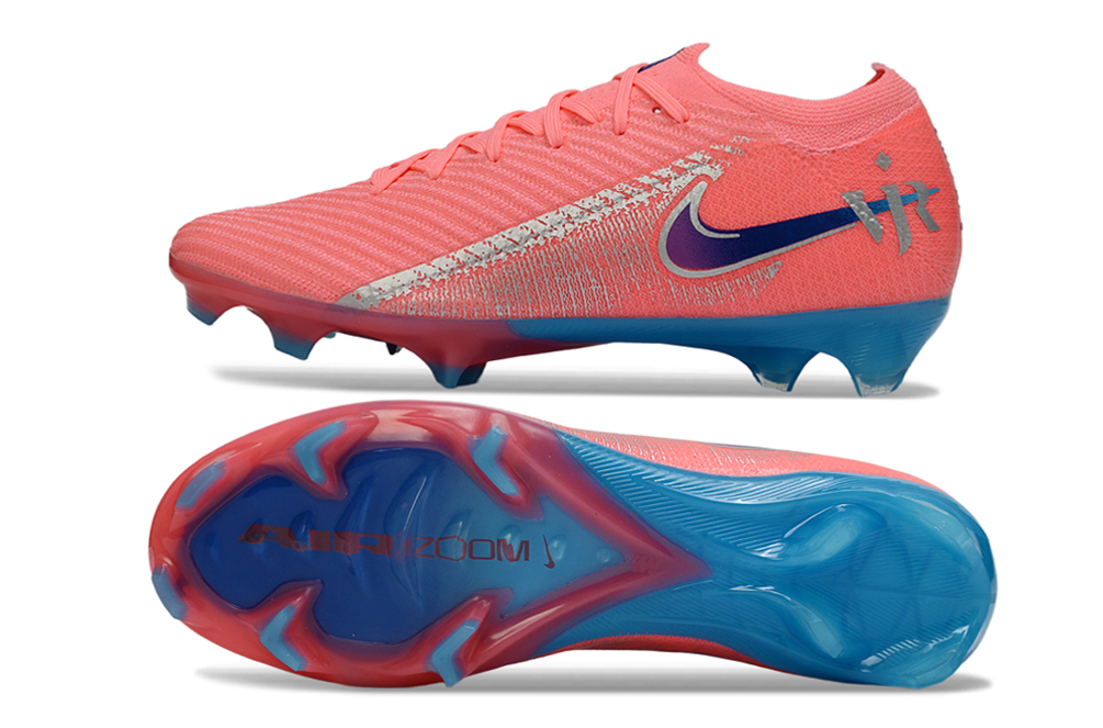 Back view of Nike Air Zoom Mercurial Vapor XVI Elite FG soccer cleats in Vini Jr colorway