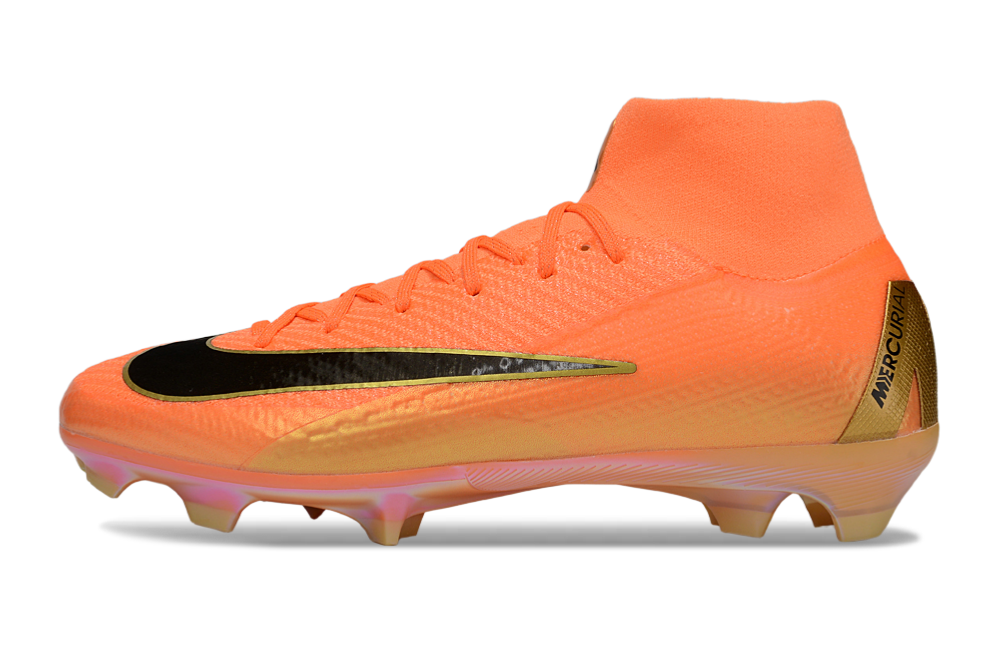 Professional football cleats featuring the Nike Air Zoom Mercurial Superfly X Elite FG for elite performance.