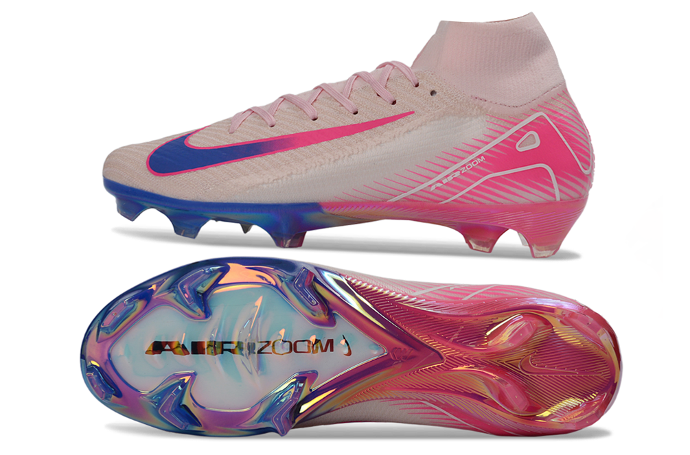 Back view of Nike Air Zoom Mercurial Superfly X Elite FG Neon Pulse soccer cleats, premium quality