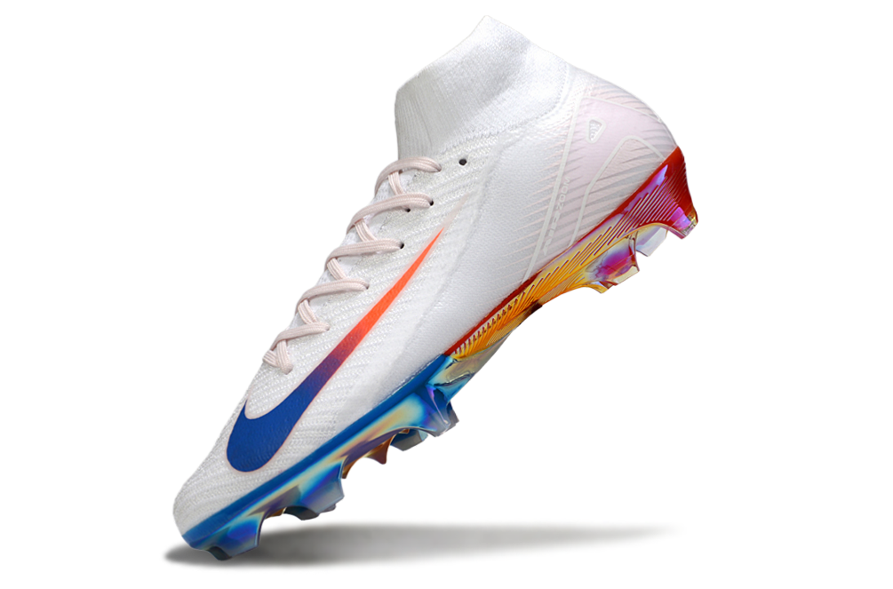 Close-up of the Nike Air Zoom Mercurial Superfly X Elite Football Boots, showcasing their sleek design and innovative feature