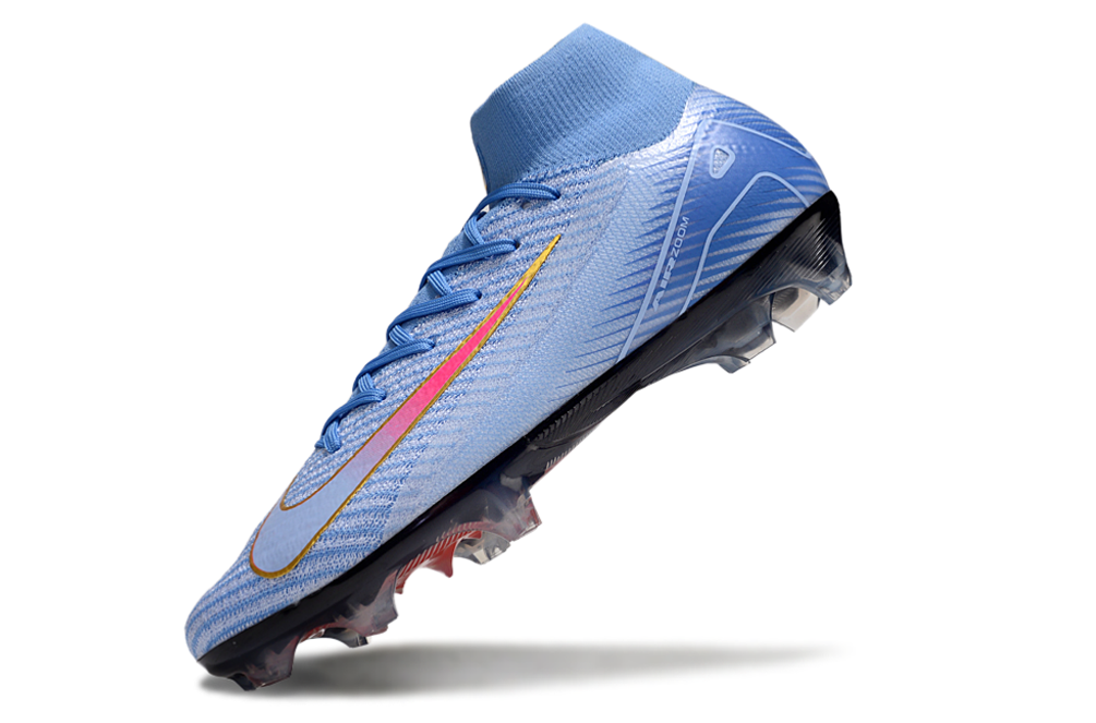 Close-up of Nike Air Zoom Mercurial Superfly X Elite FG soccer cleats, advanced technology
