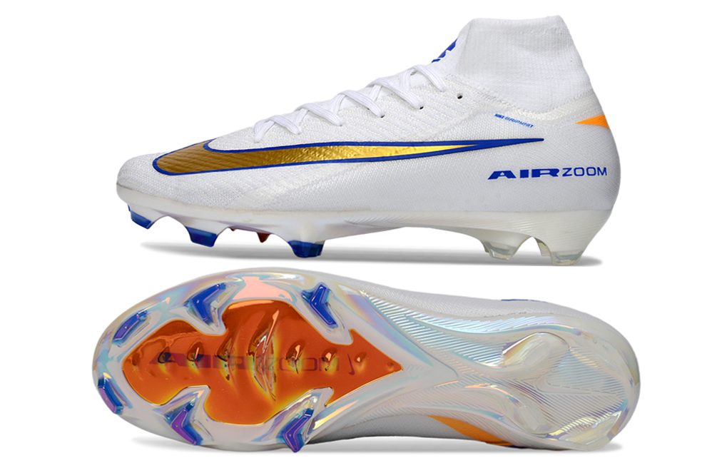 Side view of Nike Air Zoom Mercurial Superfly X Elite FG soccer cleats, showcasing stylish design