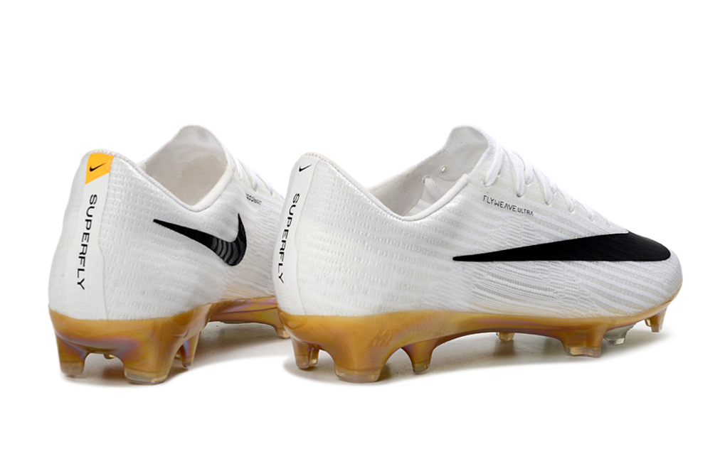 Detailed shot of Nike Mercurial Superfly XI Elite FG soccer cleats with advanced technology features.