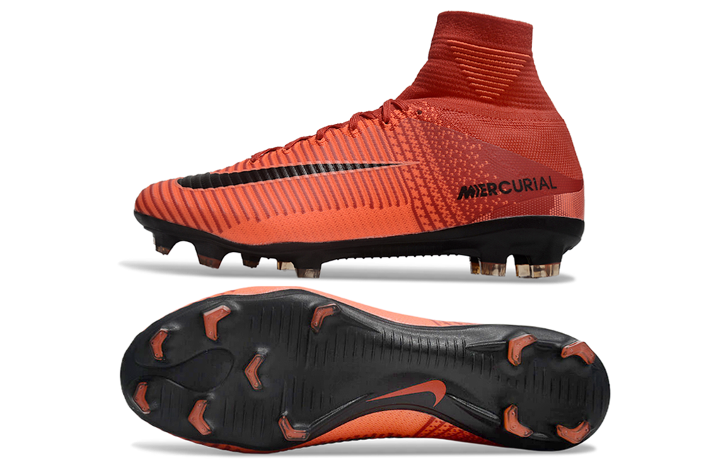 Nike Air Zoom Mercurial Superfly V Elite FG football cleats in University Red, featuring Nike's Air Zoom technology