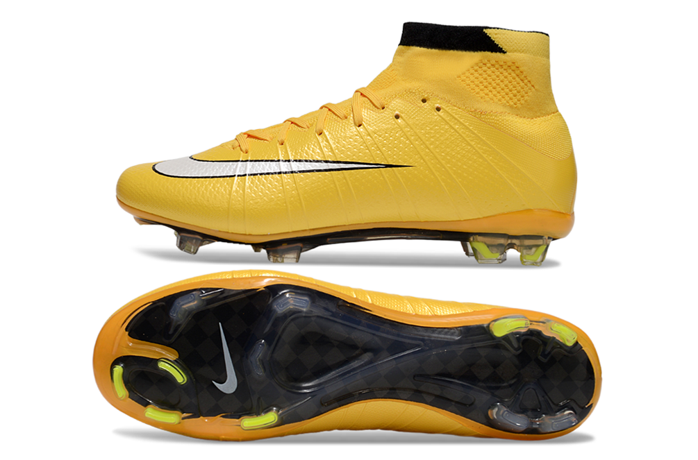 Nike Mercurial Superfly IV Elite FG soccer cleats from the side in Laser Orange