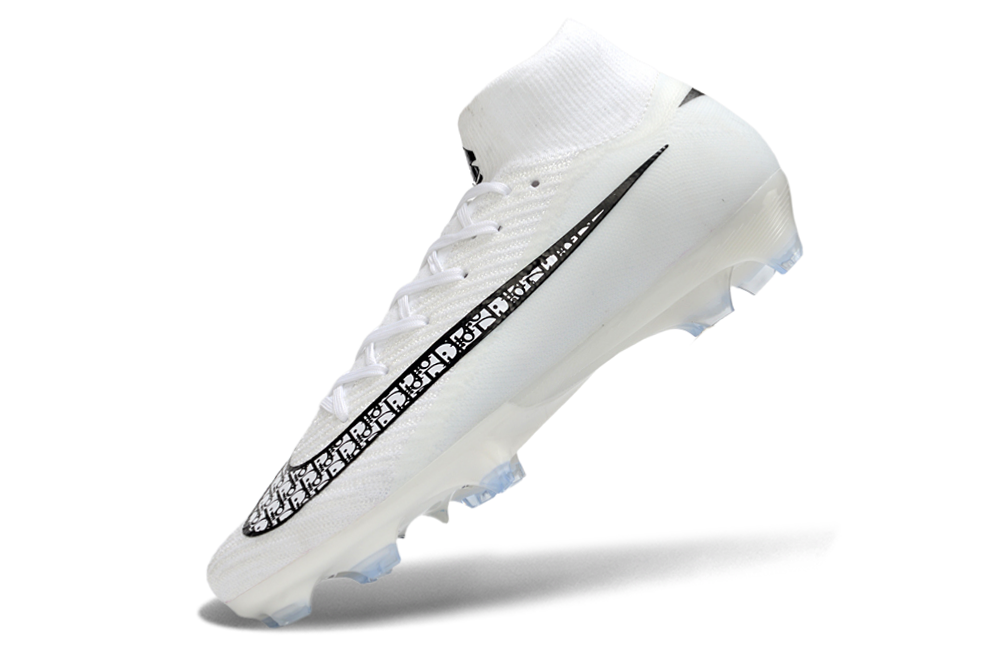 Front view of Nike Air Zoom Mercurial Superfly X Elite FG soccer cleats by Dior collaboration.