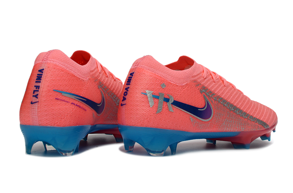 Lace-up detail of Nike Air Zoom Mercurial Vapor XVI Elite FG soccer cleats in Vini Jr colorway