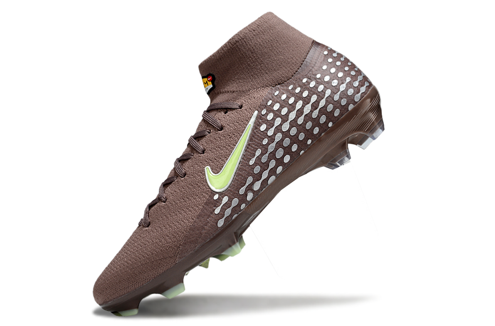 Close-up of the Nike Air Zoom Mercurial Superfly X Elite FG soccer cleats, featuring innovative technology