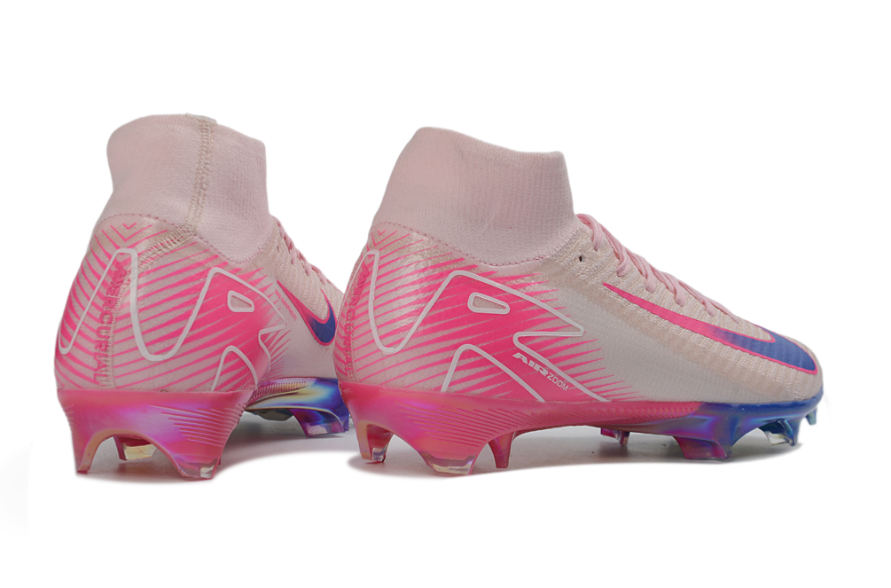 Front view of Nike Air Zoom Mercurial Superfly X Elite FG Neon Pulse soccer cleats, Neon Pulse color scheme