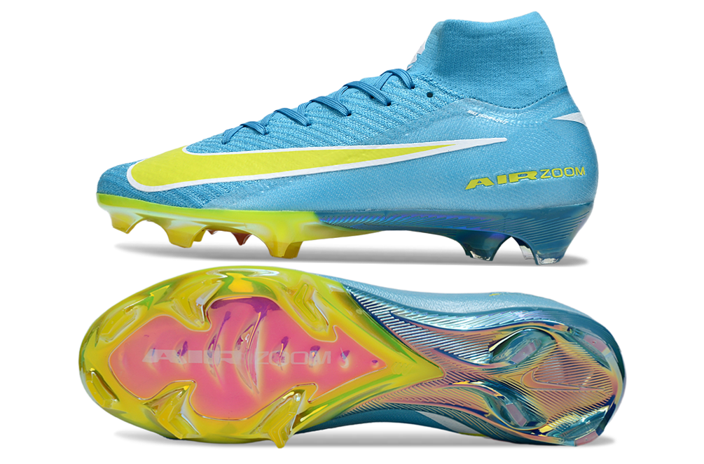 Nike Air Zoom Mercurial Superfly X Elite FG soccer cleat, showcasing its Flyknit upper and Zoom Air unit